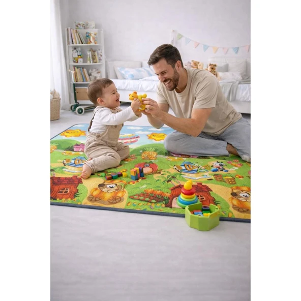 Bebebao Alfabeli Çiftlik Macerası ile Alfabe & Sayı Yol Macerası Oyun Matı 200x140x1 cm ürün görseli 1