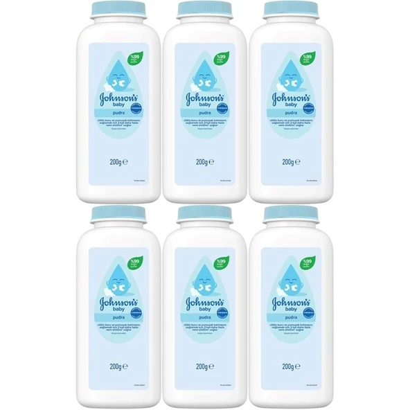 Johnsons Baby Bebek Pudrası 200GR Klasik (%99 Doğal) (6 Lı Set) ürün görseli 1
