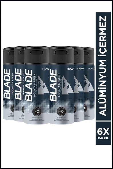 Blade Mountain Fresh Erkek Alüminyumsuz Deodorant 6x150ml Hızlı Kurur,Leke Bırakmaz ürün görseli 1