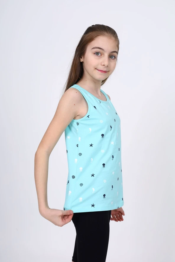 Toontoy Kız Çocuk Baskılı Bisiklet Yaka Basic Atlet - Resim 3
