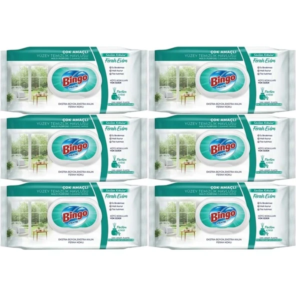 Bingo Clean Yüzey Temizlik Havlusu 96 Yaprak Sevilen Kokular Ferah Evim (6 Lı Set) 576 Yaprak ürün görseli 1