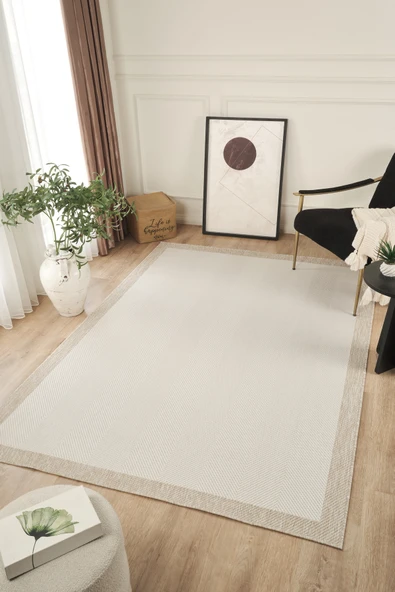 Sisalux 3084 Krem Bej Sisal Dokuma Jüt Kilim Hav Toz Vermez Halı Salon Mutfak Oturma Odası Halısı ürün görseli 1