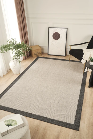 Sisalux 3088 Gri Antrasit Sisal Dokuma Jüt Kilim Hav Toz Vermez Salon Mutfak Oturma Odası Halısı ürün görseli 1