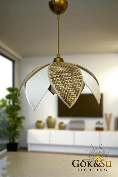 Rattan Papatya Model Kahverengi Avize ürün görseli 1