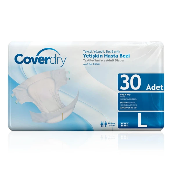 Coverdry Bel Bantlı Hasta Bezi L-Large Beden 30 Adet ürün görseli 1