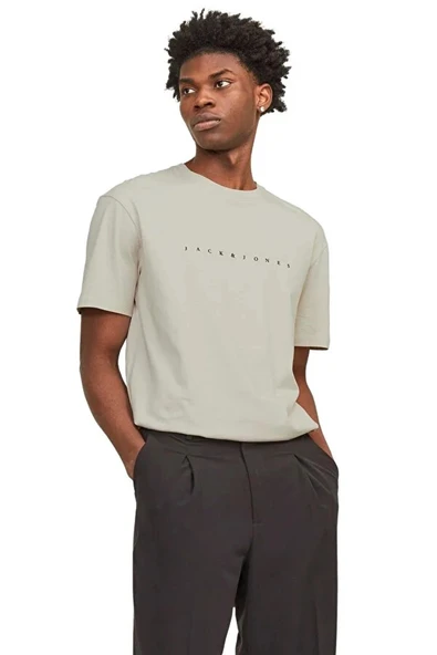 Jack&jones 12234746 0 Yaka Erkek Tshirt - Bej ürün görseli 1