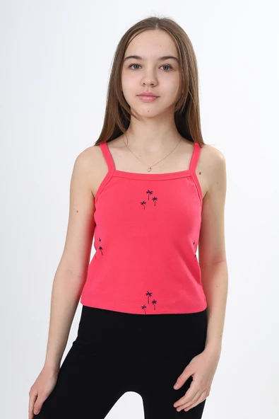 Toontoy Kız Çocuk Baskılı Kare Yaka Basic Atlet - Resim 4