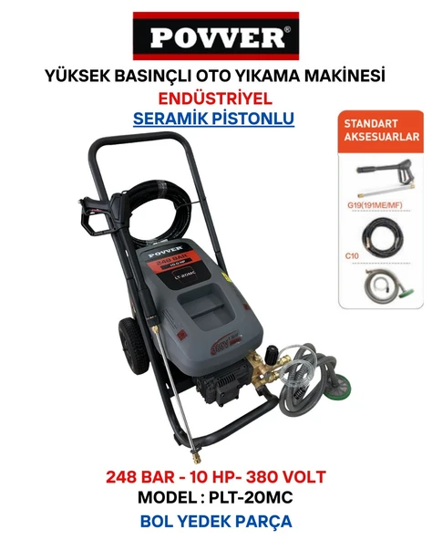 POWER Yüksek Basınçlı Endüstriyel Yıkama Makinası (7500 W-10HP-248 BAR) ürün görseli 1