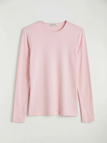 LCWAIKIKI Basic Pembe Bisiklet Yaka Kadın Body - Resim 6