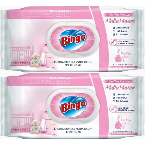 Bingo Clean Yüzey Temizlik Havlusu 96 Yaprak Sevilen Kokular Mutlu Yuvam (2 Li Set) 192 Yaprak ürün görseli 1