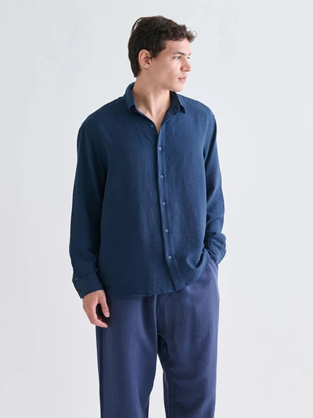 XSIDE Lacivert Regular Fit Uzun Kollu Erkek Gömlek ürün görseli 1
