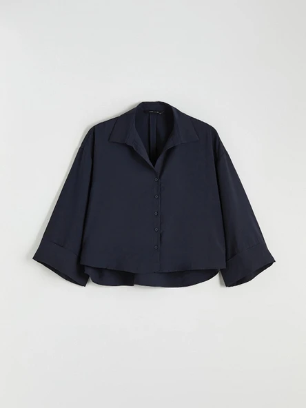 LCW Vision Lacivert Oversize Kadın Gömlek - Resim 6