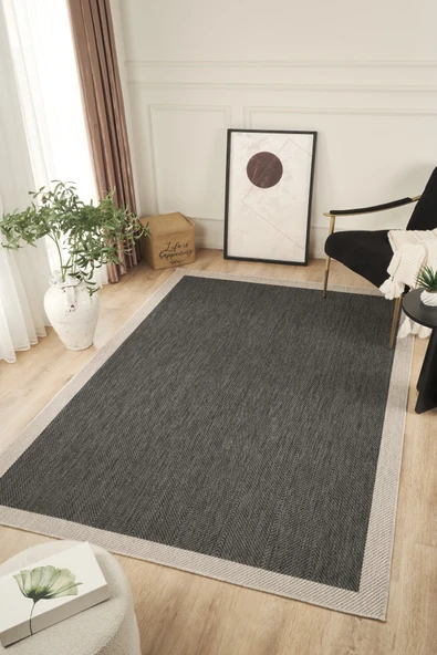 Sisalux 3089 Antrasit Sisal Dokuma Jüt Kilim Hav Toz Vermez Halı Salon Mutfak Oturma Odası Halısı ürün görseli 1