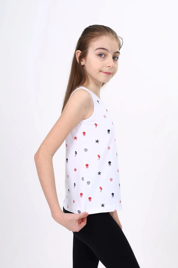 Toontoy Kız Çocuk Baskılı Bisiklet Yaka Basic Atlet - Resim 9