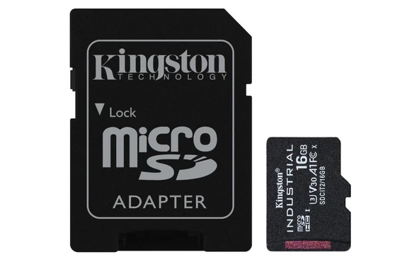 Kingston SDCIT2-16GB 16GB microSDHC Industrial C10 A1 pSLC Card + SD Adapter Hafıza Kartı ürün görseli 1