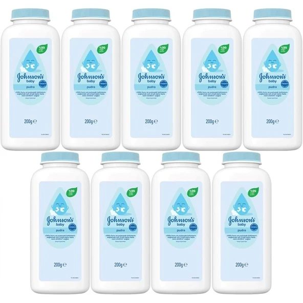 Johnsons Baby Bebek Pudrası 200GR Klasik (%99 Doğal) (9 Lu Set) ürün görseli 1