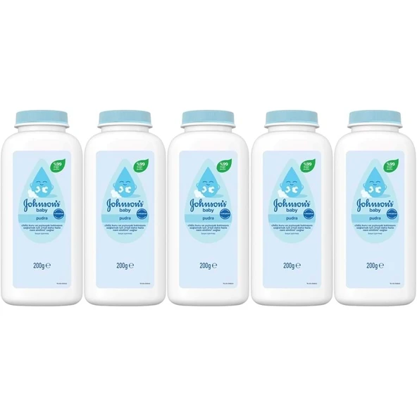 Johnsons Baby Bebek Pudrası 200GR Klasik (%99 Doğal) (5 Li Set) ürün görseli 1