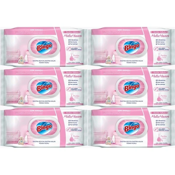 Bingo Clean Yüzey Temizlik Havlusu 96 Yaprak Sevilen Kokular Mutlu Yuvam (6 Lı Set) 576 Yaprak ürün görseli 1