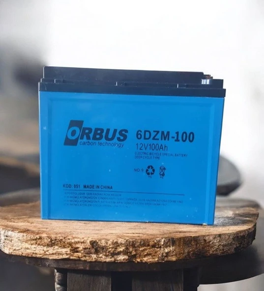 ORBUS 12V 100AMPER  100AH 3 TEKERLEKLİ ELEKRİKLİ ARAÇLAR İÇİN JEL AKÜ - EBATLAR: 224x150x178mm ürün görseli 1