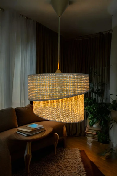 Rattan Model Eğik İkili Avize Mutfak Hol Antre Balkon Kıs Bahçesi Oturma Odası ürün görseli 1
