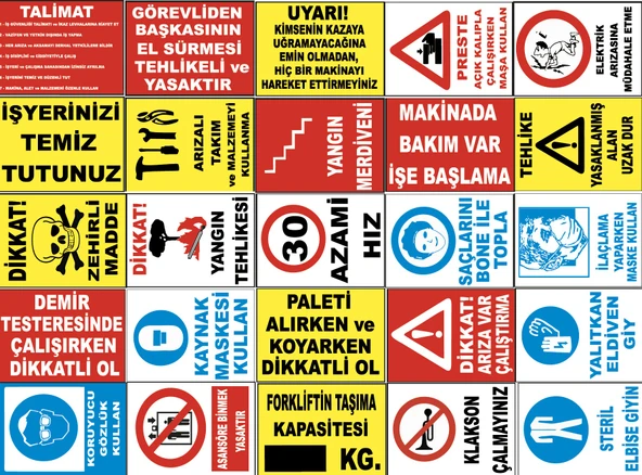 Atölye Fabrika İşyeri PVC İş Güvenliği Uyarı Levhası -25 Adet 25*35 Cm ürün görseli 1