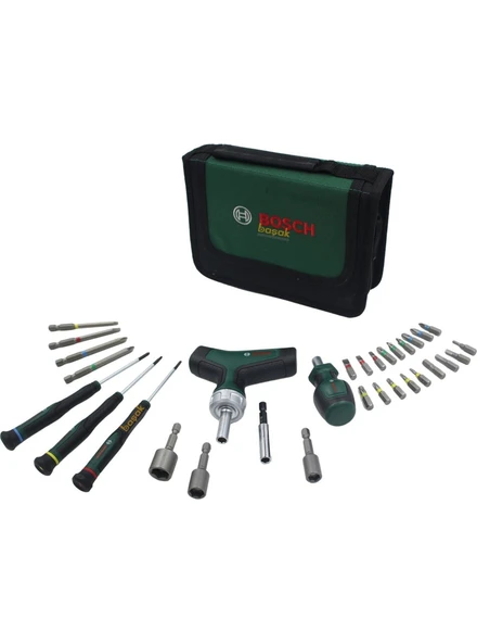 Bosch 31 Parça T Saplı Bits Uyumlu Cırcırlı ve Klemens Tornavida Seti 1600A039HX ürün görseli 1