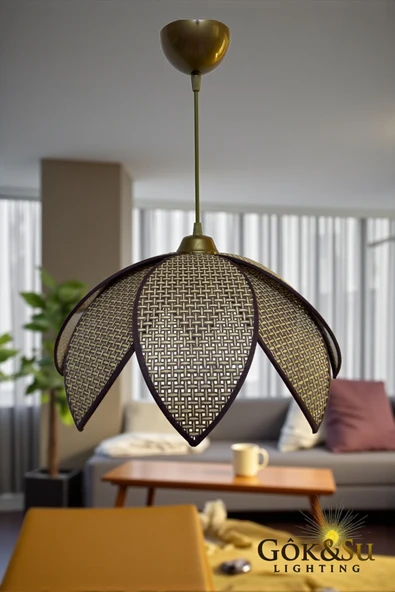 Rattan Lotus Model Avize Modern Avize Bohem Avize Salon Avize Oturma Odası ürün görseli 1