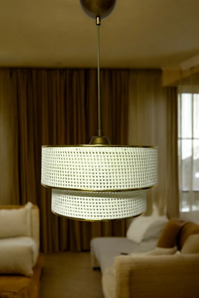 Rattan Model Katlı Sarkıt Avize Oturma Odası Salon Hol Antre Yemek Odası ürün görseli 1