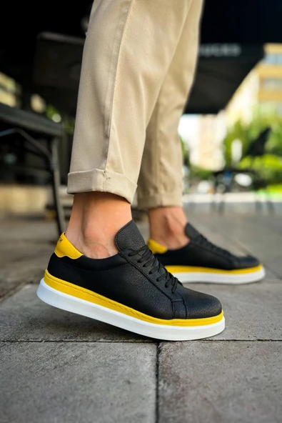 MN979 - Santoni GBT Spor Erkek Ayakkabı SIYAH/SARI ürün görseli 1