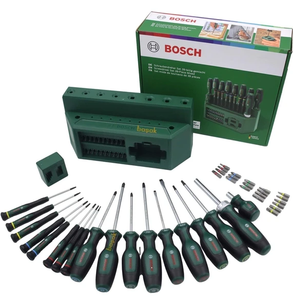 Bosch 39 Parça Standlı Tornavida, Klemens ve Bits Uç Seti 1600A02Z9L ürün görseli 1
