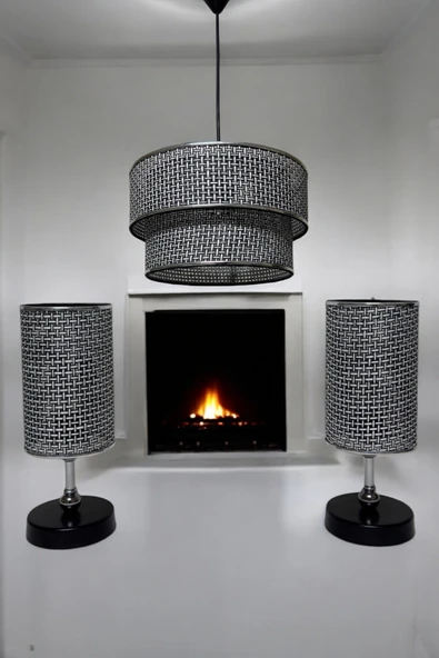 Rattan Gümüş Siyah Model Takım - Resim 3
