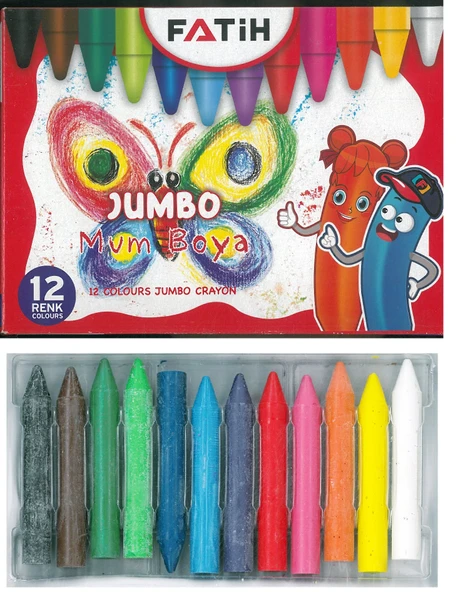 Fatih Mum Pastel Boya Wax Crayon Jumbo 12 Renk ürün görseli 1
