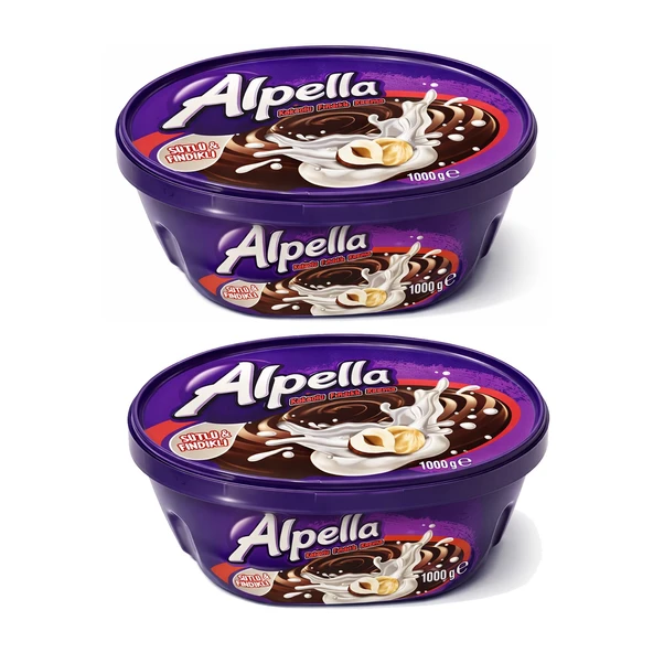 Alpella Kakaolu Fındıklı Krem Çikolata 1000 gr x 2 Adet ürün görseli 1
