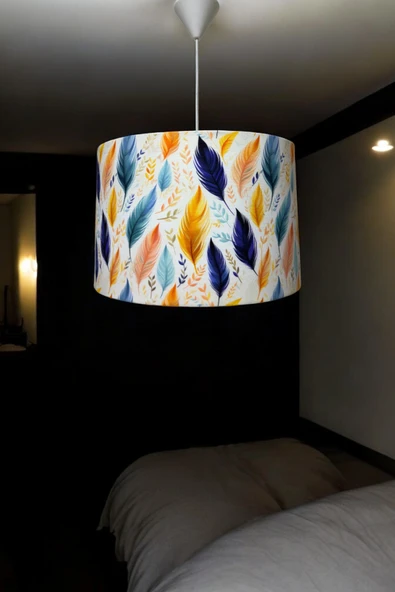 Beyaz Kumaş Tüy Model Avize, Oturma Odası, Hol ve Balkon Dekoru 40x30 cm ürün görseli 1
