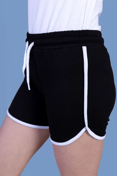 Toontoy Kız Çocuk Beli Lastikli Cepli Biyeli Basic Şort - Resim 2