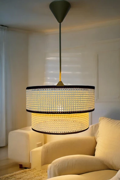 Rattan Model İkili Sarkıt Avize Oturma Odası Mutfak Banyo Antre ürün görseli 1