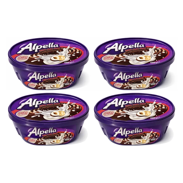 Alpella Kakaolu Fındıklı Krem Çikolata 1000 gr x 4 Adet ürün görseli 1