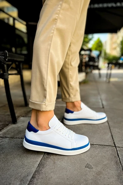 MN979 - Santoni GBT Spor Erkek Ayakkabı BEYAZ/MAVI ürün görseli 1
