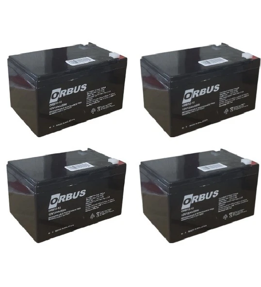 ORBUS 4'LÜ PAKET 12Volt 12 AMPER AGM AKÜ EBATLAR: 150x97x95mm ürün görseli 1