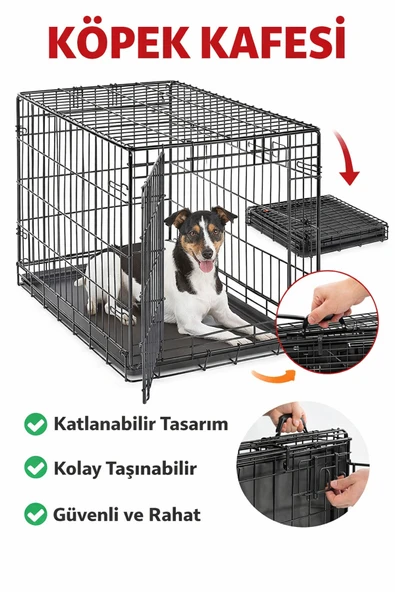 TncPatiShop Katlanabilir Metal Tel Evcil Küçük Hayvan Kedi Köpek Kuş Kafesi Taşınabilir Oyun Parkı 60x40x48 ürün görseli 1