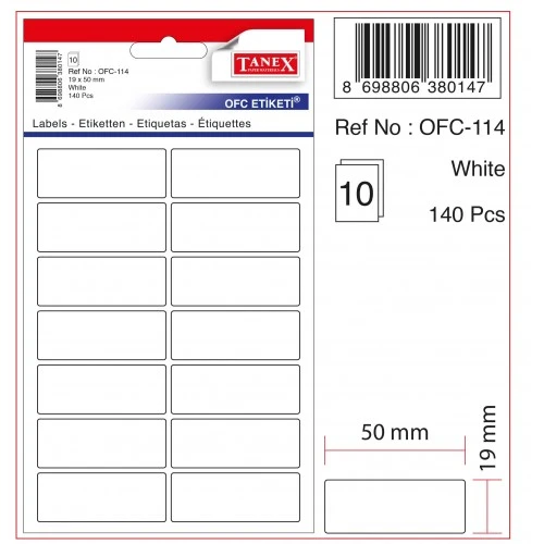 Tanex Etiket Ofc-114 Beyaz Yapışkanlı - 2 paket ürün görseli 1