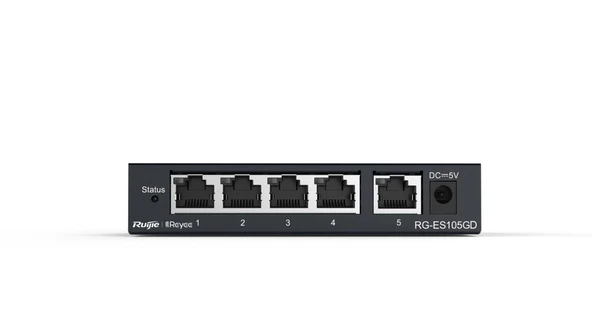 Ruijie-Reyee RG-ES105GD 5 Port 10-100-1000 Mbps Gbit Yönetilemez Switch Çelik Kasa ürün görseli 1