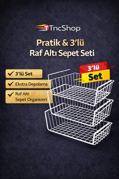 TncPatiShop Asılabilir Havlupan Düzenleyici 3 ADET Çok Amaçlı Asılabilir Organizer Sepet Düzenleyici ürün görseli 1