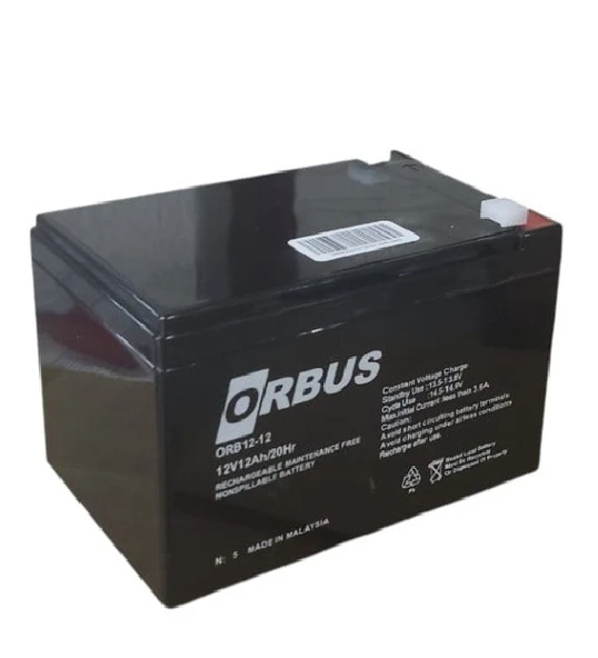 ORBUS 12V 12 AMPER AGM AKÜ EBATLAR: 150x97x95mm ürün görseli 1