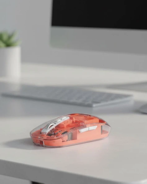 Sessiz Tıklamalı Şeffaf Mouse Bluetooth ve USB Uyumlu ürün görseli 1