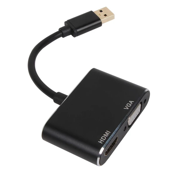 Vcom CU322M USB3.0 Erkek To HDMI Dişi + VGA Dişi Çevirici ürün görseli 1