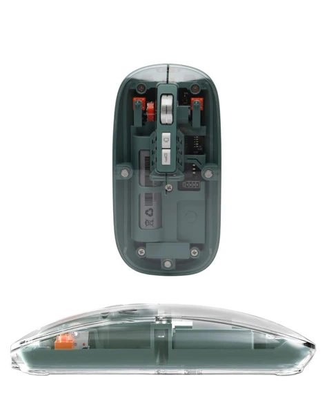 Bluetooth ve 2.4G USB Destekli Pilli Kablosuz Şeffaf Mouse - Resim 5