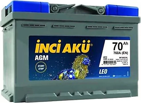 İnci Agm Leo 12 V 70 Ah 760 A(EN) Start-Stop Akü ürün görseli 1