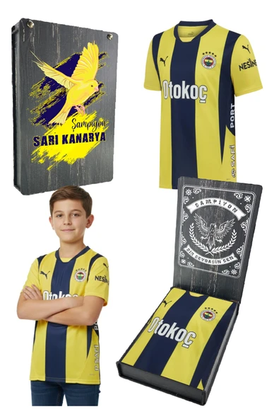 Fenerbahçe Orijinal Lisanslı Unisex 24-25 Yeni Sezon Çubuklu ÇOCUK Forması UV Kutu Hediyeli ürün görseli 1