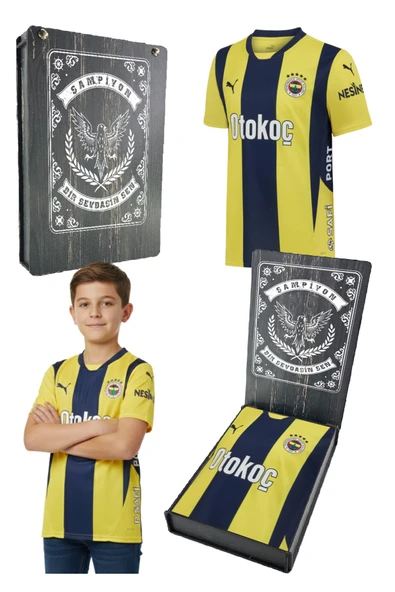 Fenerbahçe Orijinal Lisanslı Unisex 24-25 Yeni Sezon Çubuklu ÇOCUK Forması Lazer Kutu Hediyeli ürün görseli 1